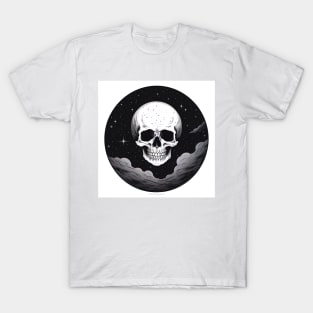 skeleton head in space with stars in the background T-Shirt